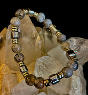 Dragon Vein Agate with Silver Spacers - 8"-8.5" - Large and XL Wrists