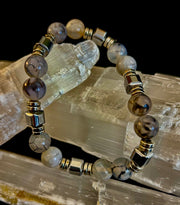 Dragon Vein Agate with Silver Spacers - 8"-8.5" - Large and XL Wrists