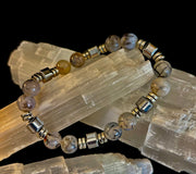 Dragon Vein Agate with Silver Spacers - 8"-8.5" - Large and XL Wrists