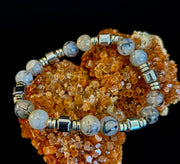 Dragon Vein Agate with Silver Spacers - 8"-8.5" - Large and XL Wrists