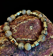 Dragon Vein Agate with Silver Spacers - 8"-8.5" - Large and XL Wrists