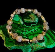 Dragon Vein Agate with Silver Spacers - 8"-8.5" - Large and XL Wrists