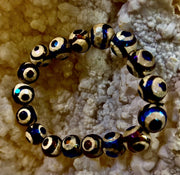Mexican Agate Evil Eye Bracelet — Natural Earth-Mined Agate Beaded Bracelet Inspired by Puerto Vallarta (12mm, Medium–Large Wrists)