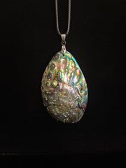 Natural Abalone Shell Copper Edged Pendant Necklace