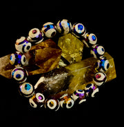Mexican Agate Evil Eye Bracelet — Natural Earth-Mined Agate Beaded Bracelet Inspired by Puerto Vallarta (12mm, Medium–Large Wrists)