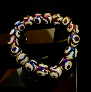 Mexican Agate Evil Eye Bracelet — Natural Earth-Mined Agate Beaded Bracelet Inspired by Puerto Vallarta (12mm, Medium–Large Wrists)