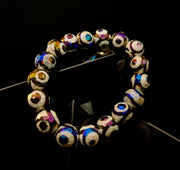 Mexican Agate Evil Eye Bracelet — Natural Earth-Mined Agate Beaded Bracelet Inspired by Puerto Vallarta (12mm, Medium–Large Wrists)