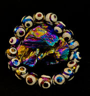 Mexican Agate Evil Eye Bracelet — Natural Earth-Mined Agate Beaded Bracelet Inspired by Puerto Vallarta (12mm, Medium–Large Wrists)