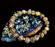 Black & White Striped Agate Stretch Bracelet — Natural Banded Agate Bracelet for Large to XL Wrists