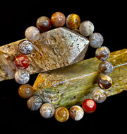 Reiki-Infused Natural Mexican Agate Bracelet for Balance, Harmony & Earth Grounding (8mm)