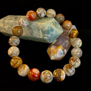 Reiki-Infused Natural Mexican Agate Bracelet for Balance, Harmony & Earth Grounding (8mm)