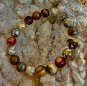 Reiki-Infused Natural Mexican Agate Bracelet for Balance, Harmony & Earth Grounding (8mm)
