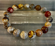 Reiki-Infused Natural Mexican Agate Bracelet for Balance, Harmony & Earth Grounding (8mm)