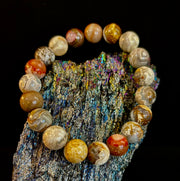 Reiki-Infused Natural Mexican Agate Bracelet for Balance, Harmony & Earth Grounding (8mm)