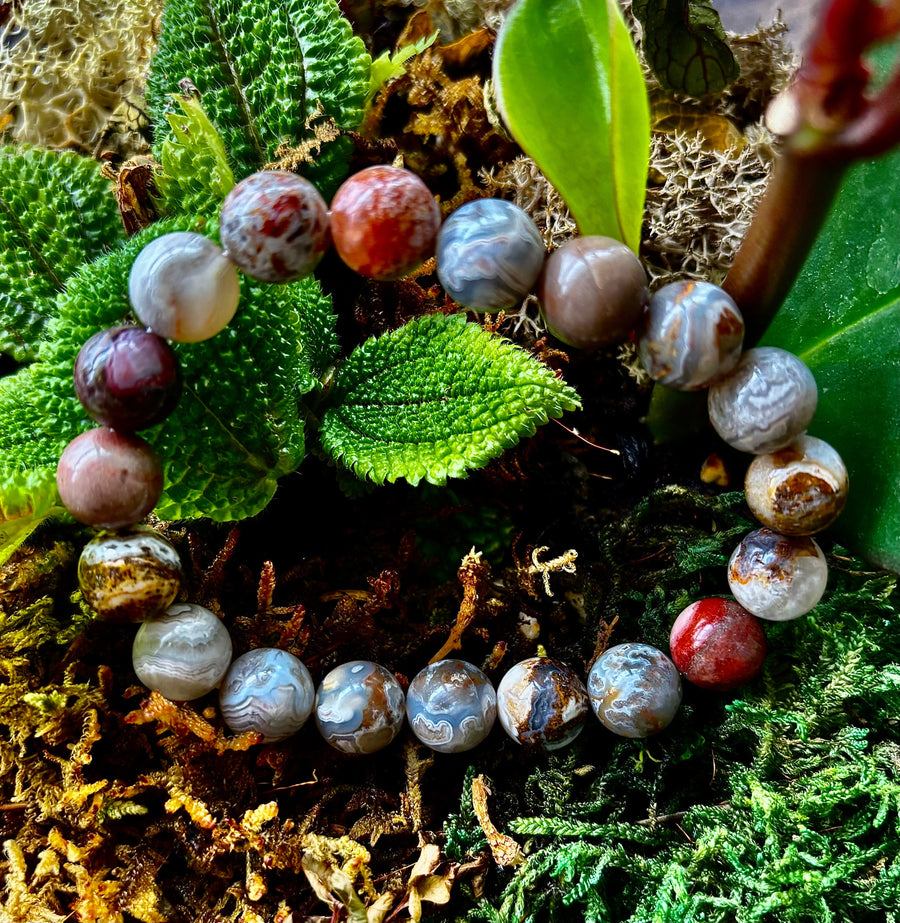 Reiki-Infused Natural Mexican Agate Bracelet for Balance, Harmony & Earth Grounding (8mm)