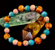Turquoise and Cream Howlite with Coconut Palm Beads (8"-8.5" Large and XL Wrists)