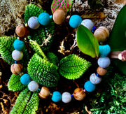 Turquoise and Cream Howlite with Coconut Palm Beads (8"-8.5" Large and XL Wrists)