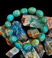 Imperial Jasper Nugget Stretch Bracelet — Natural Turquoise Green Jasper Statement Bracelet (Medium to Large Wrists)