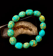 Imperial Jasper Nugget Stretch Bracelet — Natural Turquoise Green Jasper Statement Bracelet (Medium to Large Wrists)