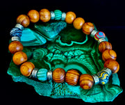 Coconut Palm Wood with Mixed Natural Stones (8.5"-9.5" XL Wrists)