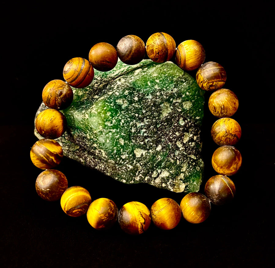 Reiki-Infused Matte Tiger’s Eye Bracelet for Courage, Protection & Focus (10mm)