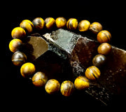 Reiki-Infused Matte Tiger’s Eye Bracelet for Courage, Protection & Focus (10mm)