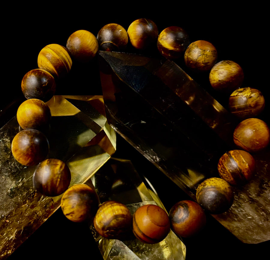 Reiki-Infused Matte Tiger’s Eye Bracelet for Courage, Protection & Focus (10mm)