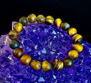 Reiki-Infused Matte Tiger’s Eye Bracelet for Courage, Protection & Focus (10mm)
