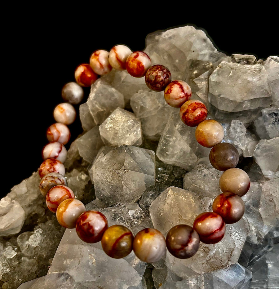 Reiki-Infused Natural Red Vein Jasper Bracelet for Grounding, Endurance & Emotional Stability (8mm)