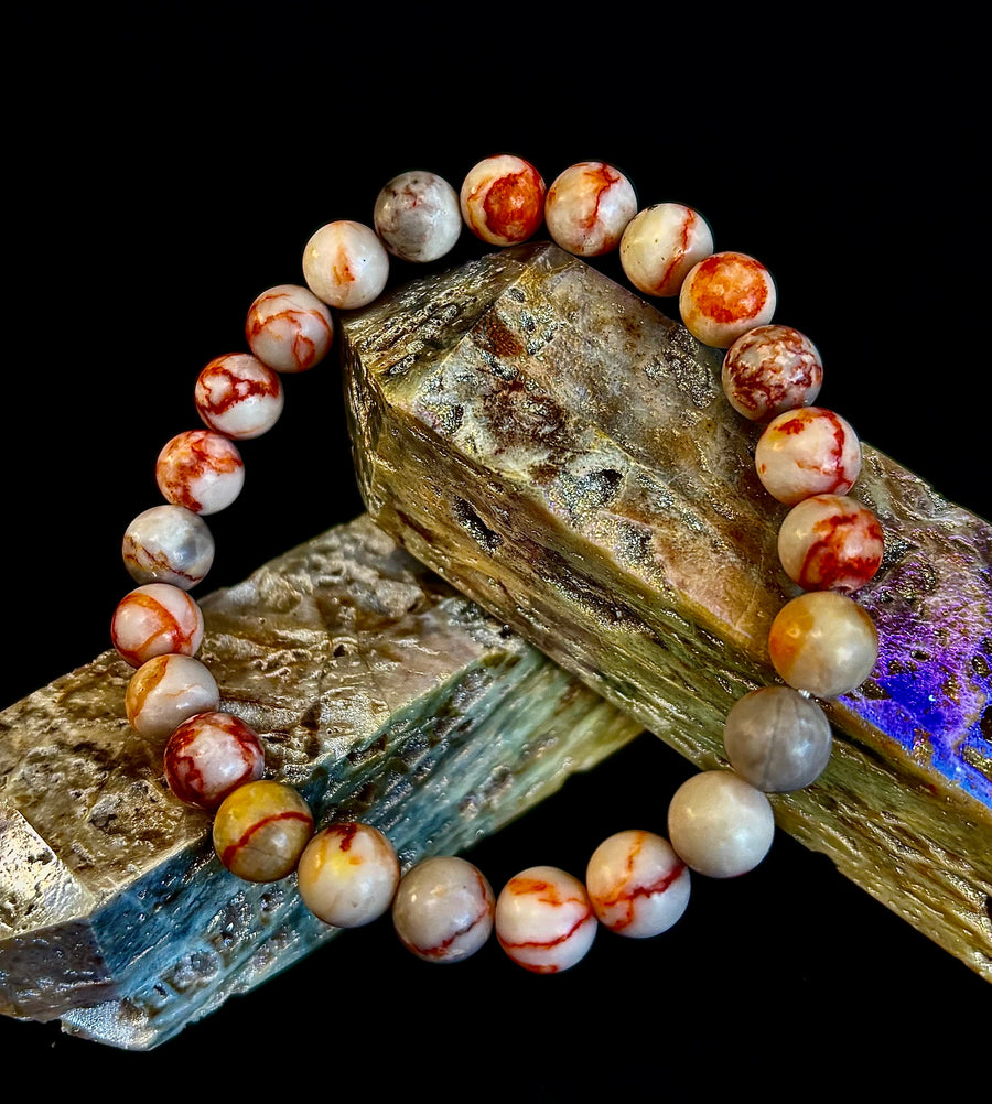 Reiki-Infused Natural Red Vein Jasper Bracelet for Grounding, Endurance & Emotional Stability (8mm)