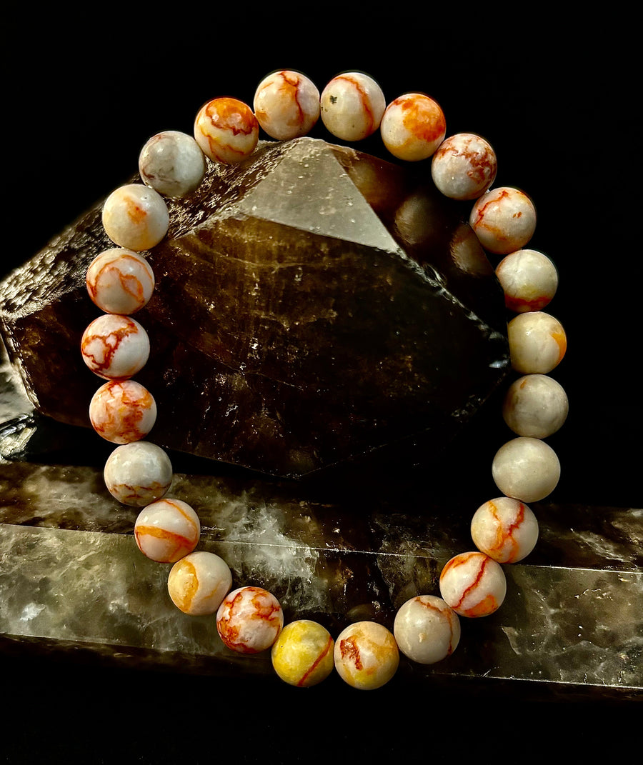 Reiki-Infused Natural Red Vein Jasper Bracelet for Grounding, Endurance & Emotional Stability (8mm)