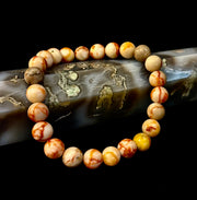 Reiki-Infused Natural Red Vein Jasper Bracelet for Grounding, Endurance & Emotional Stability (8mm)
