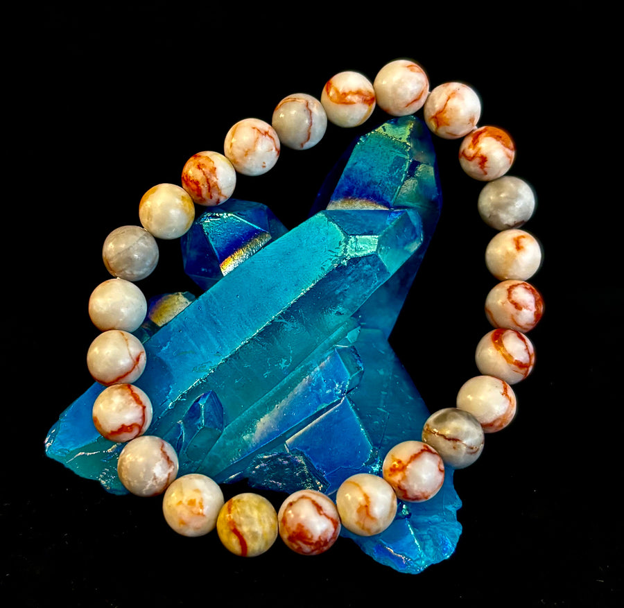 Reiki-Infused Natural Red Vein Jasper Bracelet for Grounding, Endurance & Emotional Stability (8mm)