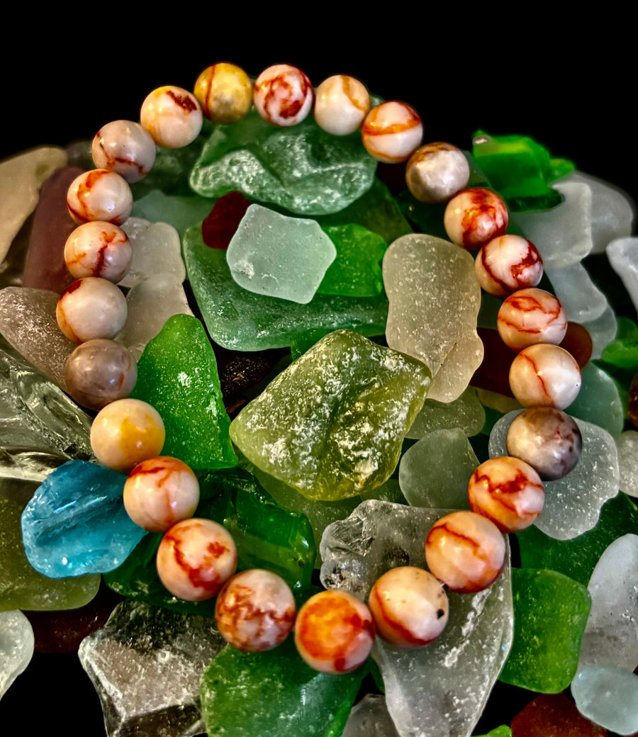 Reiki-Infused Natural Red Vein Jasper Bracelet for Grounding, Endurance & Emotional Stability (8mm)