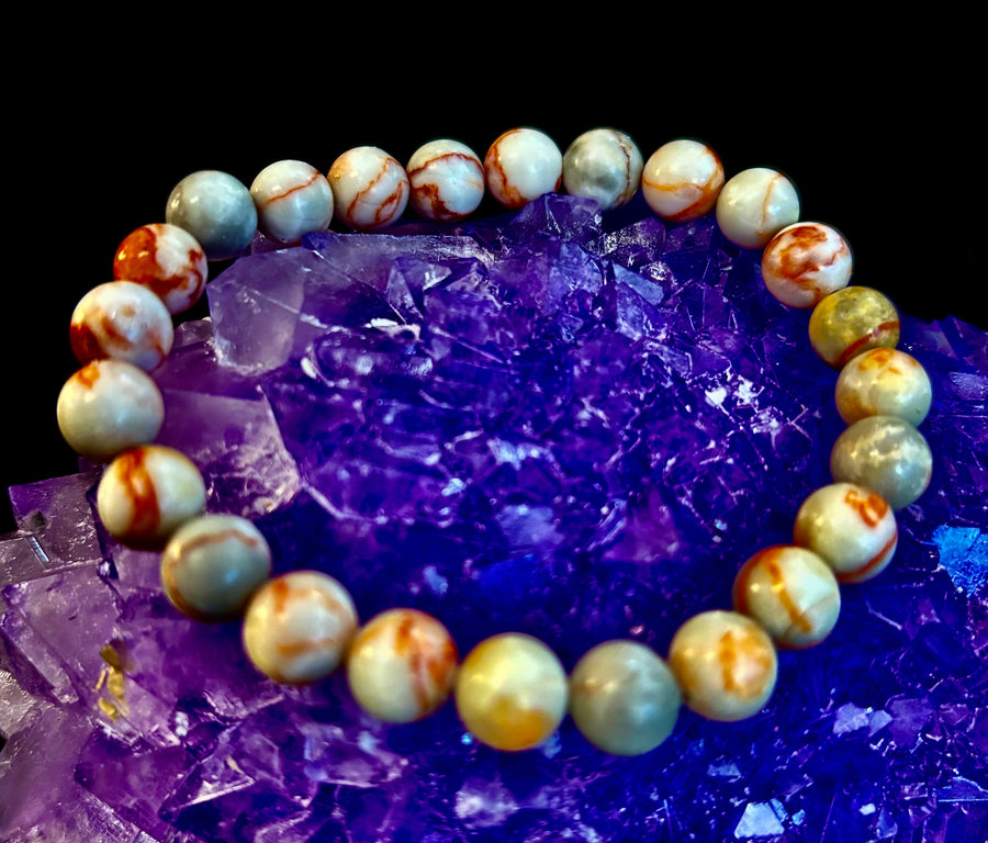 Reiki-Infused Natural Red Vein Jasper Bracelet for Grounding, Endurance & Emotional Stability (8mm)