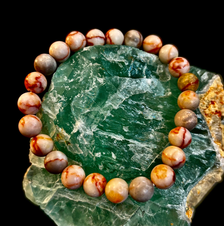 Reiki-Infused Natural Red Vein Jasper Bracelet for Grounding, Endurance & Emotional Stability (8mm)