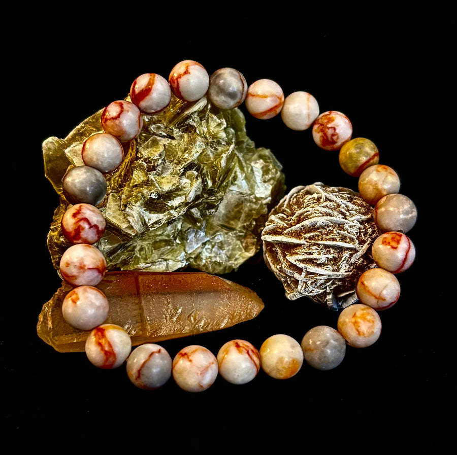 Reiki-Infused Natural Red Vein Jasper Bracelet for Grounding, Endurance & Emotional Stability (8mm)