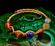 Golden Energy Flow Chakra Bracelet — Mixed Gemstone Wire Wrap