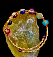 Golden Energy Flow Chakra Bracelet — Mixed Gemstone Wire Wrap
