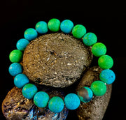 Matte Azurite Energy Bracelet — Genuine 10mm Blue-Green Azurite Stretch Bracelet for Medium to Large Wrists (7.25–8.5")
