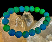 Matte Azurite Energy Bracelet — Genuine 10mm Blue-Green Azurite Stretch Bracelet for Medium to Large Wrists (7.25–8.5")