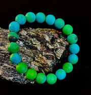 Matte Azurite Energy Bracelet — Genuine 10mm Blue-Green Azurite Stretch Bracelet for Medium to Large Wrists (7.25–8.5")