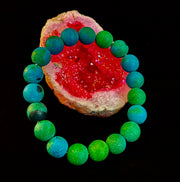 Matte Azurite Energy Bracelet — Genuine 10mm Blue-Green Azurite Stretch Bracelet for Medium to Large Wrists (7.25–8.5")