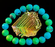 Matte Azurite Energy Bracelet — Genuine 10mm Blue-Green Azurite Stretch Bracelet for Medium to Large Wrists (7.25–8.5")