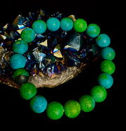 Matte Azurite Energy Bracelet — Genuine 10mm Blue-Green Azurite Stretch Bracelet for Medium to Large Wrists (7.25–8.5")