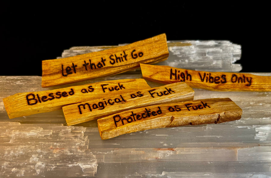 Hand-Engraved Palo Santo Smudge Sticks — Sustainable Peruvian Holy Wood with Positive Affirmations & Energy Cleansing
