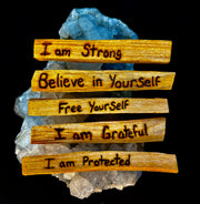 Hand-Engraved Palo Santo Smudge Sticks — Sustainable Peruvian Holy Wood with Positive Affirmations & Energy Cleansing
