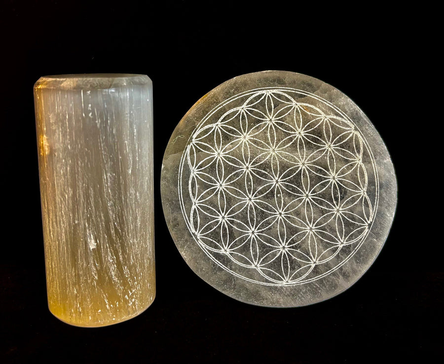 Hand Carved Moroccan Selenite Bracelet Holder & Energy Charging Plate