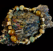 Earth Tone Natural Stone Bracelet – One-of-a-Kind XL Crystal Bracelet