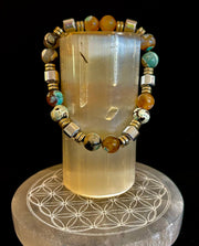 Earth Tone Natural Stone Bracelet – One-of-a-Kind XL Crystal Bracelet